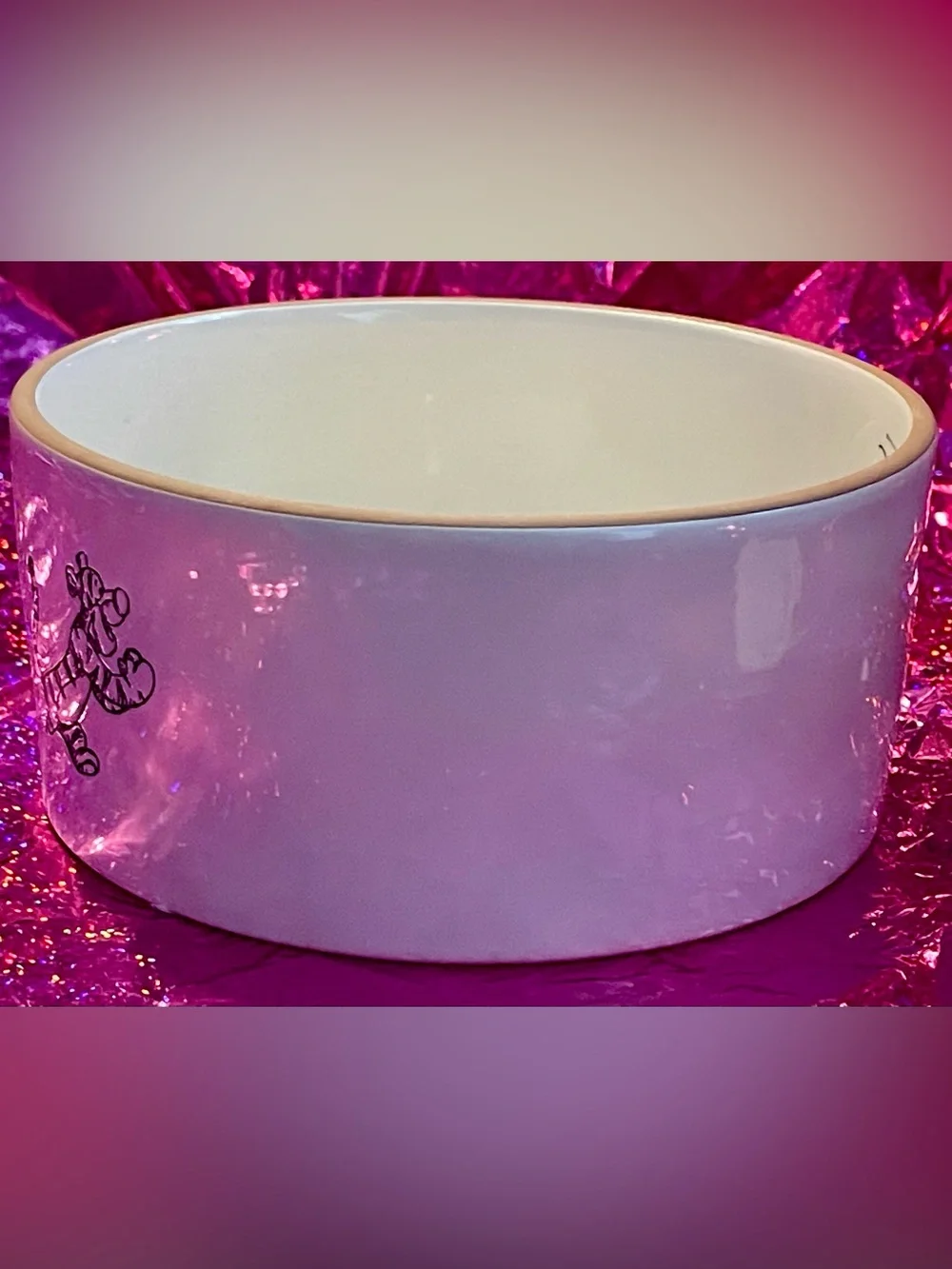 Rae Dunn Disney Winnie the Pooh & Friends White Pet Bowl with Black etched New!